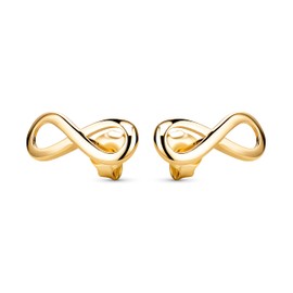 9 Carat 375 Gold Infinity Stud Earrings Timeless Elegant Women's Earrings Yellow Gold, Yellow Gold