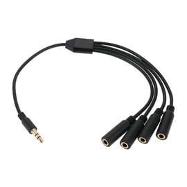 VGOL 1PC Stereo Splitter Audio Cable 3-Pin 3.5mm Male to 4X 1/8" 3.5mm Female Adapter Cable for Walkman Computer Portable Media Player Black