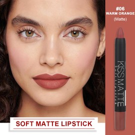 BINGBRUSH Smooth Longwear Lipstick Pack Set, Matte Color Stick Ultimate Lip Crayon for Makeup Collection - Waterproof Velvet Lipgloss Lip Stain (06#)