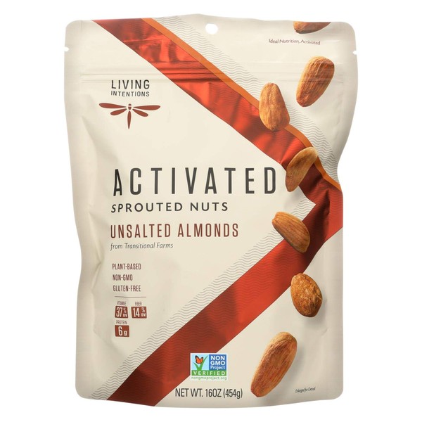 Living Intentions Unsalted Sprouted Almonds, 16 Ounce - 4 per case.4