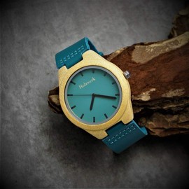 Holzwerk Germany Handmade Designer Women's Watch Men's Watch Eco Natural Wood Watch Leather Strap Watch Analogue Classic Quartz Watch in Blue Beech Turquoise Black, beech, Strap.