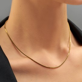 LIFETIME JEWELRY 1.4mm Box Chain Necklace for Women and Men 24k Real Gold Plated (24 inches, Gold)
