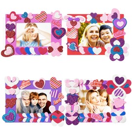 Ayhuhra Valentines Picture Frame Craft Kits 21 Sets DIY Foam Valentine's Day Craft Kits with Heart Stickers for Valentine Activity Gift Exchange Art Project Supplies
