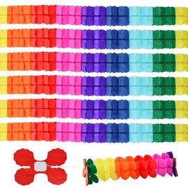 Vesaneae 8 PCS Colorful Four-Leaf Clover Garlands, 3 m Paper Flowers Hanging Garland, Party Decoration for Birthday Wedding Engagement Carnival Party