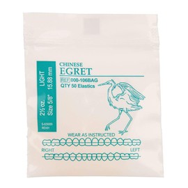 American Orthodontics Elastics Wildlife Egret | Light, 2.5 Oz, 5/8" Size, 50 Packs Per Box, 2,500 Elastics | Made in The USA | Exacting Dimensions, Precision Cutting, Top Quality Latex Tubing