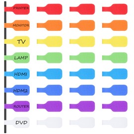 32 PCS Cable Labels Tags Charger Labels Cable Identification Tags Cord Label for Electronics Write on Multicolored Handwriting Cables Tag for Management and Identification (8 Colors)