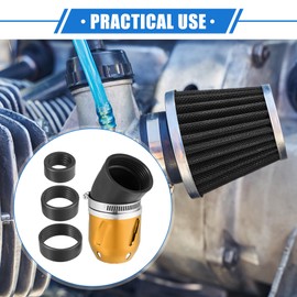 VekAuto Motorcycle Air Filter, 26/35/42/48mm ID 90x60mm Universal for Motorcycle ATV Durable Aluminum Alloy Gold Tone