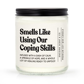 Encoink Therapist Gifts for Women Men, Gifts for School Counselor, Social Worker, Psychologist, Mental Health, Funny Coping Skills Candle for Stress Relief, Healing, Emotional Support, Lavender