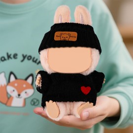 BOXOB Clothes for 6.7in Doll, Adorable Doll Sweater with Hat Stylish Plush Toy Dress Up Outfit for Play & Display (Only Include Clothes)