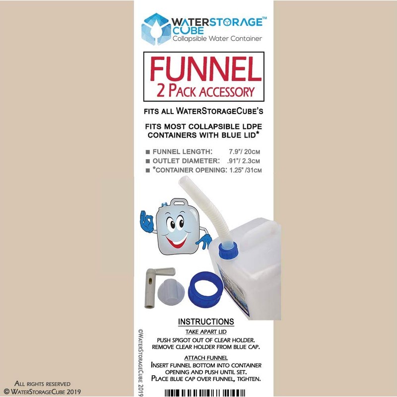 WaterStorageCube Funnel Spout 2-Pack Accessory for Collapsible Water Container Cubes,