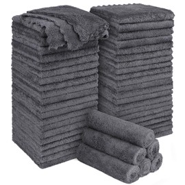 Orighty Facial Cloths 48 Pack, Ultra Soft Wash Cloths for Your Face, Absorbent & Quick Drying Makeup Remover Cloths, Multi-Purpose Facial Cloths Bulk for Cleansing, Household and Sport (Grey)