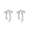 Reffeer Solid 925 Sterling Silver Bow Earrings Stud for Women
