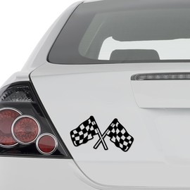Checkered Racing Flag Race Track for Car Truck Motorcycle Windows Bumper Laptop Home Wall Decor Vinyl Sticker Decal - Size [20 in/50 cm] Wide Color- Matte Black