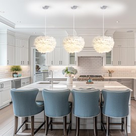 ZYLEISENBAO ZYLEIESENBAO Mordern Feather Pendant Lights White Furry Chandeliers Light Nordic Bedroom Hanging Lamp Fixture Fluffy Lights for Girls Room Dining Room Over Kitchen Sink Laundry Study Room Porch