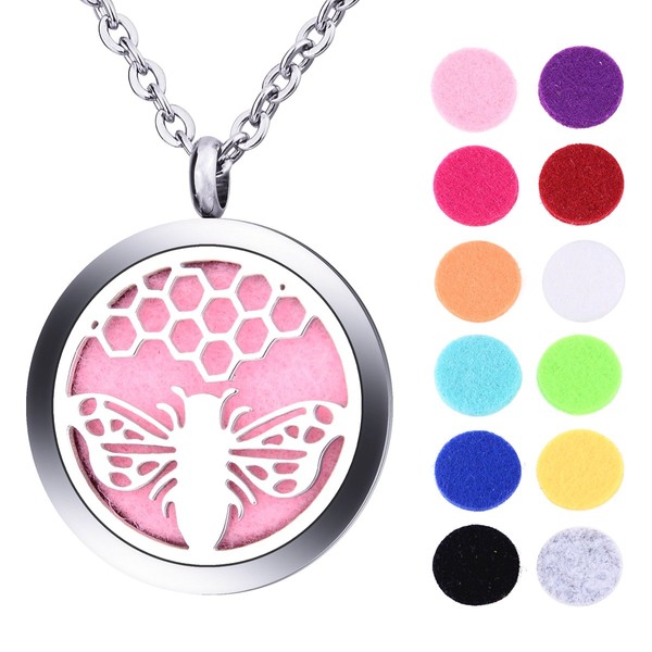 Honeycomb Bee Essential Oils Aromatherapy Diffuser Locket Necklace