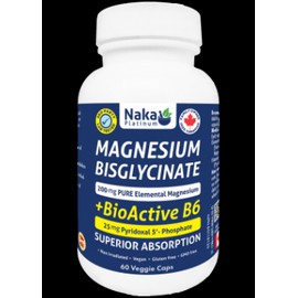 Naka Magnesium Bisglycinate 200mg + BioActive B-6 - 60 V-Caps