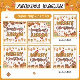 48Pcs Gingerbread Christmas Decorations Gingerbread Party Supplies Gingerbread Napkins for Christmas Gingerbread Decorations Gingerbread Party Decorations Gingerbread House Supplies
