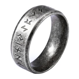 VELESAY Stainless Steel Viking Men's Ring Viking Nordic Mythology Ring Men's Viking Rune Ring Punk Biker Gothic Hip Pop Ring Viking Jewellery