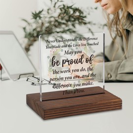 Inspirational Sign Thank You Gift for Teacher Nurse Counselor Therapist Volunteer, Farewell Resigning Employee Colleague Anniversary, Encouragement Home Office Decor Acrylic Sign Gift M58
