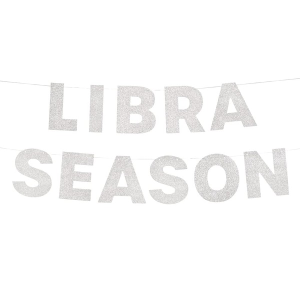 xo, Fetti Libra Season Birthday Party Silver Glitter Banner - 5 Ft. | Zodiac Libra, Horoscope, Astrology Bday Party Decorations Gift