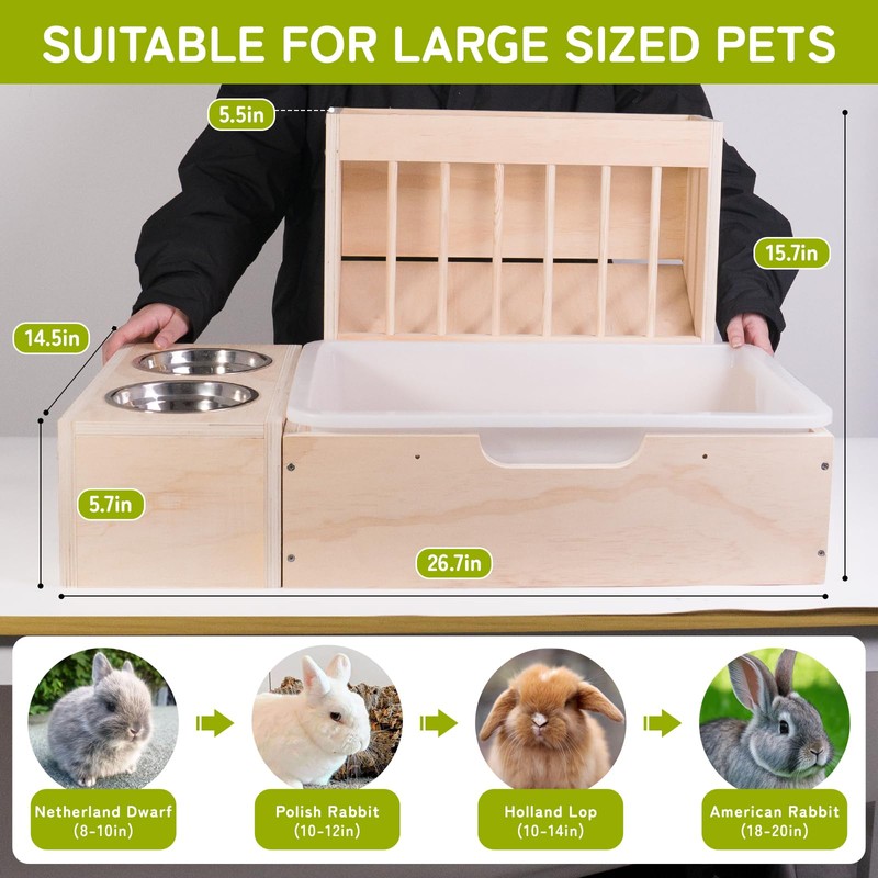 3 in 1 Extra Large Rabbit Hay Feeder with Litter