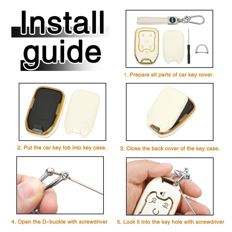 TOMALL for GMC Key Fob Cover with Keychain, 6 Buttons