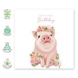 Central 23 Funny Birthday Card For Women - Have A Lovely Birthday - 'Cute Floral Pig' - Gifts For Sister Daughter Wife Mum Aunt Cousin Niece - Comes With Fun Stickers And Envelope