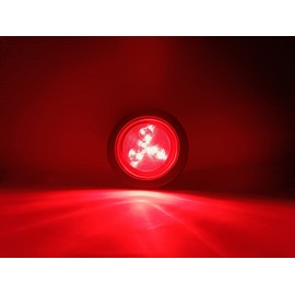 NEW SUN 2" Round LED Trailer Lights, Clearance Marker Lights 4 Diodes 12V, Waterproof, with Grommet & Plug+Play 2 Pin for Trailer, Truck, RV, Boat, Camper, Fender, 5 PCS Red & 5 PCS Amber