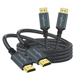 Twozoh 4K HDMI Cable, 1 m, Pack of 2, Braided Nylon, HDMI to HDMI Cable, Supports 18 Gbps, 3D/4K@60Hz/2160p/1080p Picture