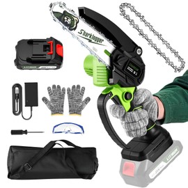 Sharklogger Mini Chainsaw, 6-inch Cordless Electric Mini Chainsaw, Portable Handheld Chain Saw for Tree Pruning Shearsand Garden Maintenance, Best Father's Day Gift for Men Dad Husband(Green)