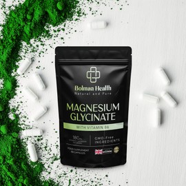 Magnesium Glycinate with Vitamin B6 | 180mg Elemental Magnesium Per Serving | Supports Muscle, Nerve & Energy Function | 60 Vegan HPMC Capsules | Non-GMO | Gluten-Free Magnesium Supplement