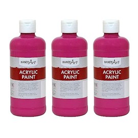 Handy Art Acrylic Paint, Magenta, 16 oz. Bottle, Pack of 3 (RPC101070-3)