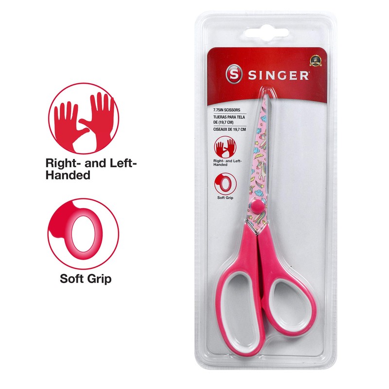 SINGER 7.75 Inch Scissors with Printed Unicorn Print Blades, 1