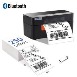 VRETTI 4x6 Wireless Bluetooth Thermal Shipping Label Printer For Smart Phone - Printer with 250 Labels