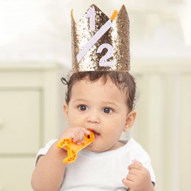SEWACC 1/2 Birthday Crown Hat Baby First Birthday Crown Mini Felt Crown Cap Baby Photo Booth Props for Boys Girls