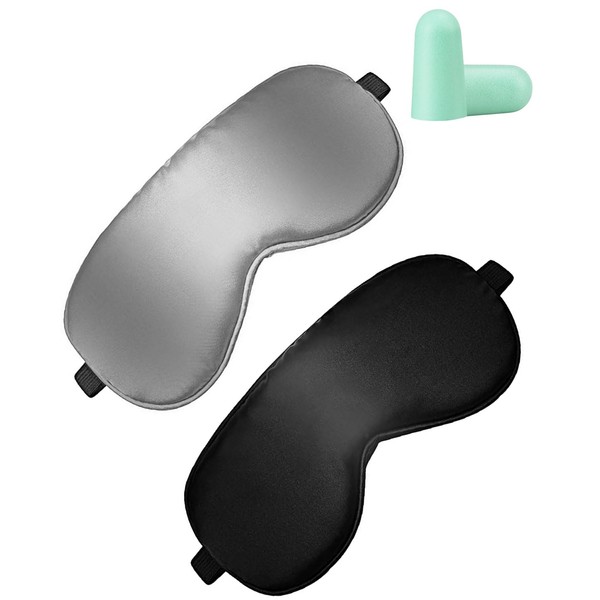 IPNSDON 2er-Pack Schlafmaske aus Seide, Schlafmaske, hautfreundliche Schlafmaske mit verstellbaren