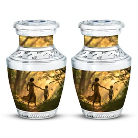 YATHABHISA Brother & Sister Theme 3 Inch, Human Urns, Pack of 2, Funeral Urn Ashes, Unique Urns, Keepsake Urn for Human Ashes, Adult Cremation Urns for Brother & Sister, Urns for Ashes Adult