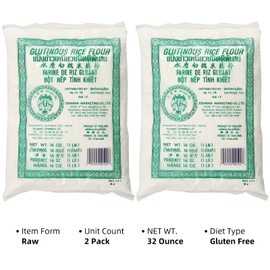 Glutinous Rice Flour, 16 Ounce x 2 Pack, First Choice for All Kinds of Food, Option for Making Pasta, Pastries, ERAWAN Brand
