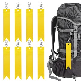 TIXIPEM Safety Reflector Pendants [8PCS] - Reflective Safety Keychain Gear with Clips Use for Backpack & Running & Cycling - [Golden-5.9IN/15CM] Double-Sided Reflective Tags
