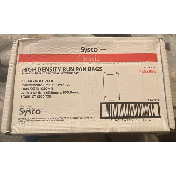 Sysco High Density Bun Pan Bags 27in x 37in 1/200
