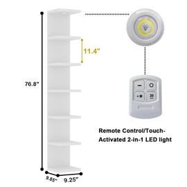 LitaEther Versatile 7 Tier Wall Shelf Unit,White Lack Wall Shelf,Display Floating Shelf with LED Remote Control Light
