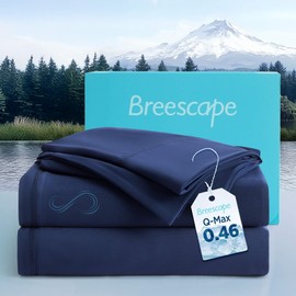 Breescape Cooling Sheet Set Full Size - BlendTek™ Dry & Cool Technology for Hot Sleepers and Night Sweats, Q-Max>0.46, Deep Pocket Up to 18", 360° Elastic Band, Twilight Blue