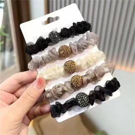 Dulraxin Hair Rubber Hair Rubber Ring Rubber Hair Ornaments Set of 5 Women Stylish Hair Accessories Fashion Commuting to Work Adults School Everyday Office Simple Trend Accessory Simple Cute Rubber