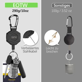EOTW EOTW 1 Stücke Ausziehbar Schlüsselanhänger, Ausweis JoJo mit 70cm Einziehbarer Stahlseil, Karabinerhaken Schlüsselring für Kartenhalter, Abzeichen und Schlüssel,10 OZ