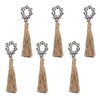 6Pcs Wooden Bead Napkin Rings with Jute Tassels Wooden Beads