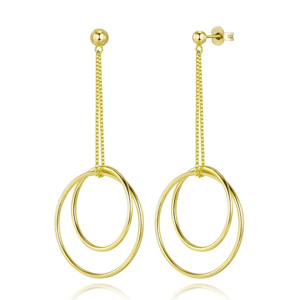 LOVANS Sterling Sliver Circle Drop Dangle Earrings, Double Hoops Earrings