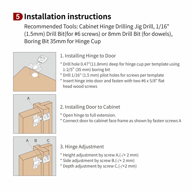 STIANC 6 Pack 1 1/4" Overlay 3D Soft Close Hinges