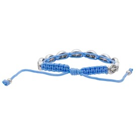 Pulsera de medalla milagrosa en cordón tela, ajustable, azul claro o café, joyería cristiana, gran regalo católico para la primera comunión y confirmación, Metal, Sin gemas.