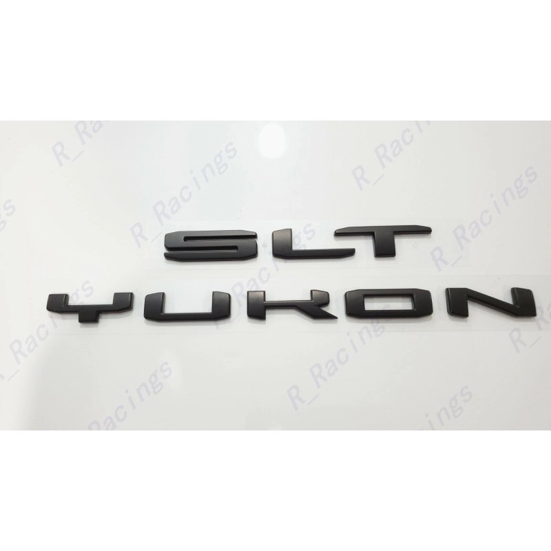 GMC 2PCS Matte Black Rear Yukon SLT Letters Emblem Fit