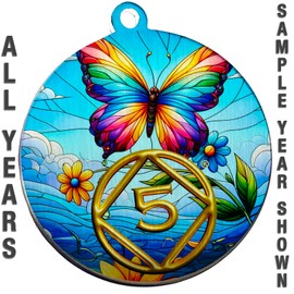 5 Year Recovery Coin, NA Narcotics Anonymous Chip, Sobriety Butterfly Chip, NA Coin